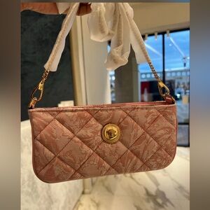 3V: Versace pink fabric and lamb leather crossbody